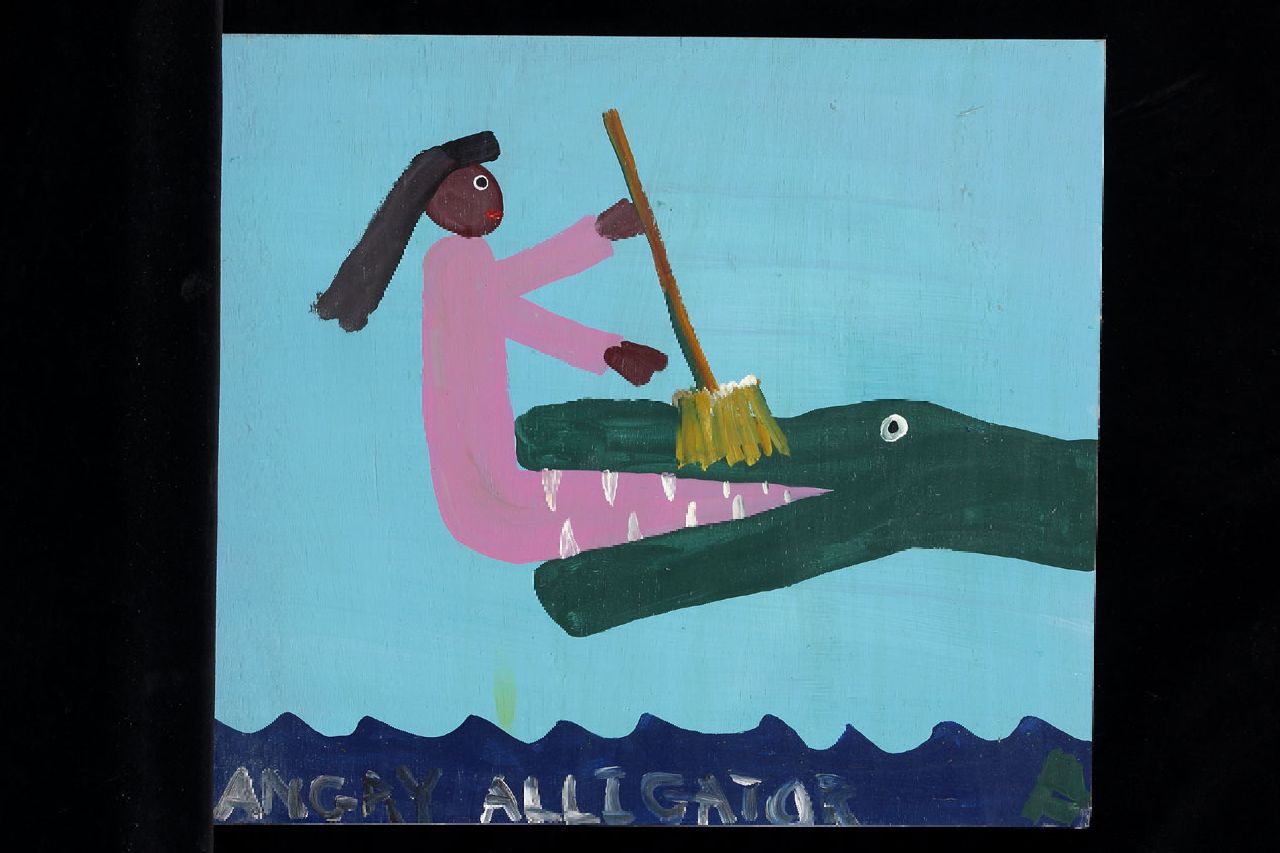 Brown T.  | Timothy 'Tim' Brown, Angry alligator, acrylic on panel 38.0 x 42.0 cm, signed l.r. with initials
