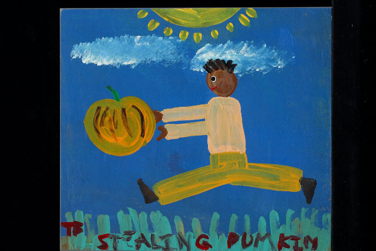 Brown T.  | Timothy 'Tim' Brown, Stealing pumkin, acrylic on panel 35.0 x 39.0 cm, signed l.l. with initials