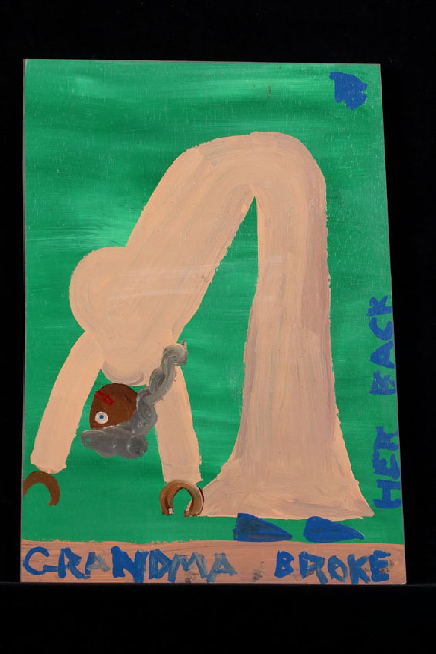 Brown T.  | Timothy 'Tim' Brown, Grandma broke her back, acrylic on panel 52.0 x 37.0 cm, signed u.r. with initials