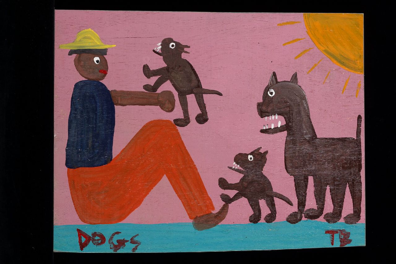 Brown T.  | Timothy 'Tim' Brown, Dogs, acrylic on panel 34.0 x 45.0 cm, signed l.r. with initials