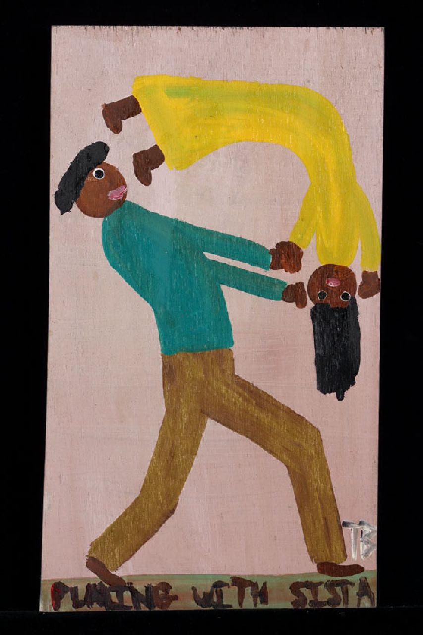 Brown T.  | Timothy 'Tim' Brown, Playing with sista, acrylic on panel 53.0 x 30.0 cm, signed l.r. with initials