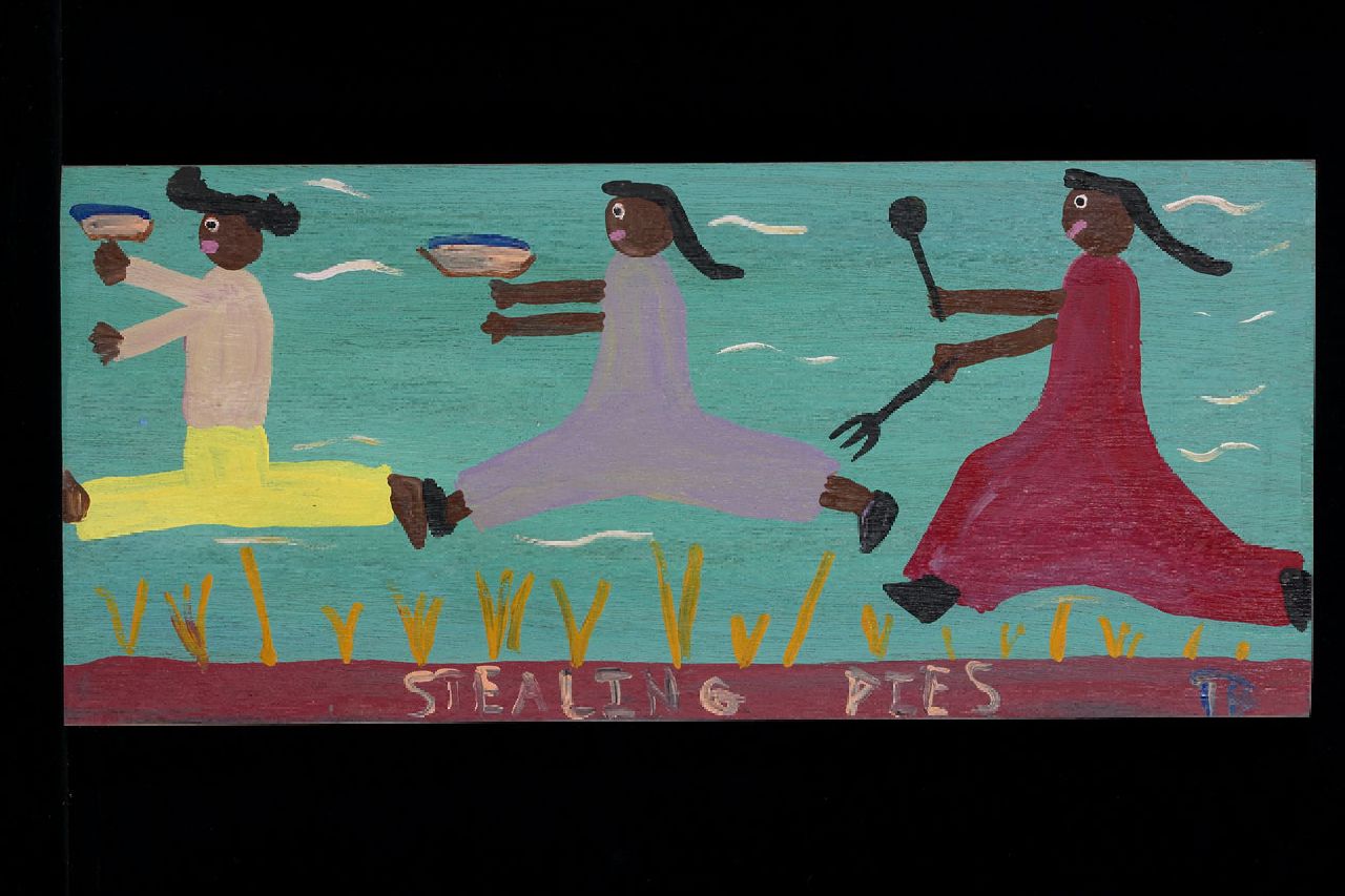 Brown T.  | Timothy 'Tim' Brown, Stealing pies, acrylic on panel 25.0 x 55.0 cm, signed l.r. with initials
