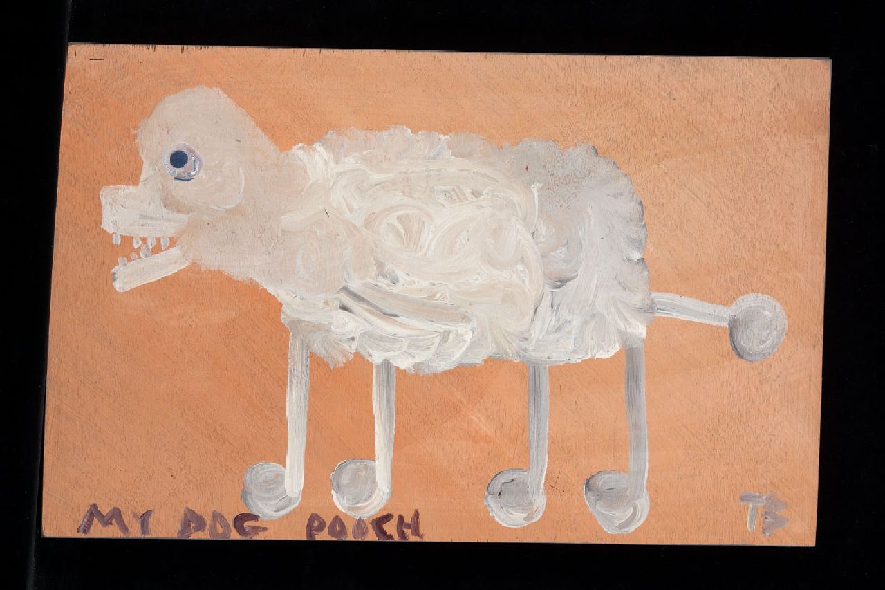 Brown T.  | Timothy 'Tim' Brown, My dog Pooch, acrylic on panel 31.0 x 50.0 cm, signed l.r. with initials