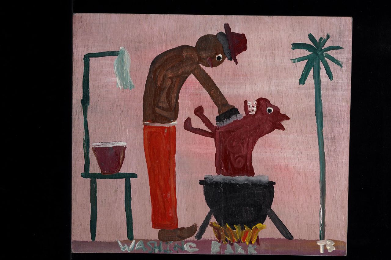 Brown T.  | Timothy 'Tim' Brown, Washing Bark, acrylic on panel 34.0 x 40.0 cm, signed l.r. with initials
