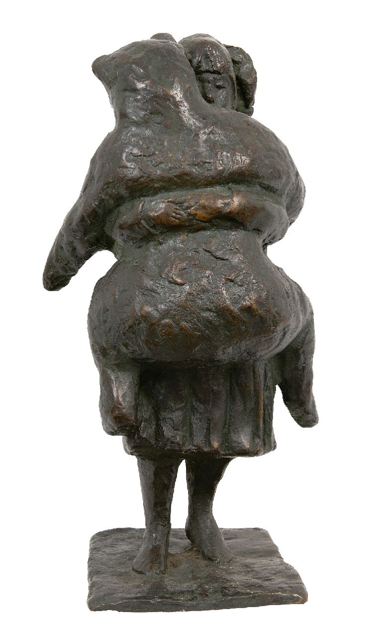 Onbekend 20e eeuw  | Onbekend, Girl with teddy bear, bronze 43.5 x 20.5 cm