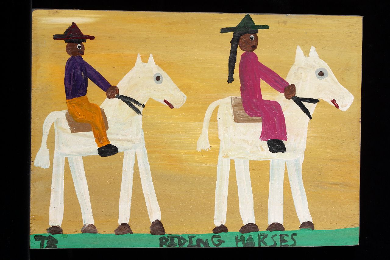 Brown T.  | Timothy 'Tim' Brown, Riding horses, acrylic on panel 37.0 x 52.0 cm, signed l.l. with initials