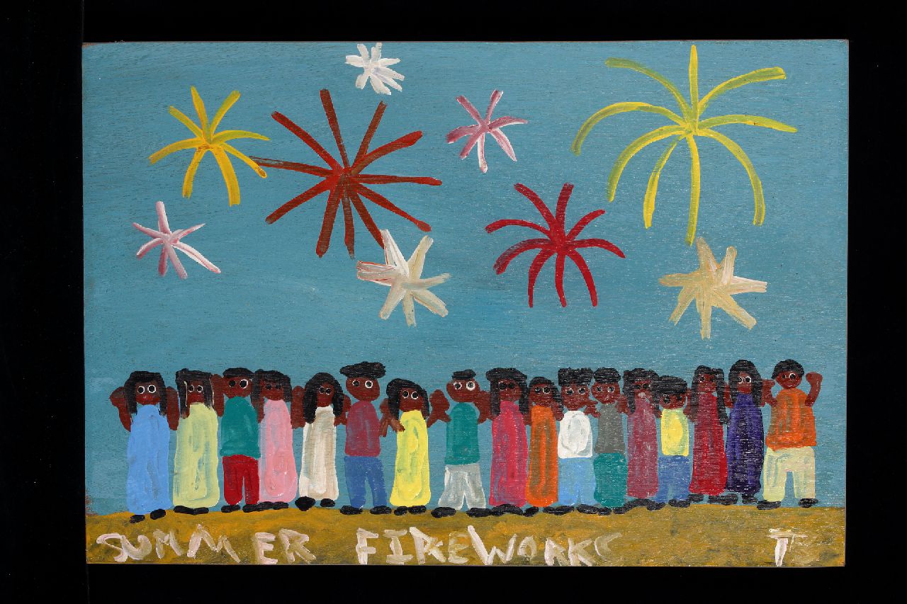 Brown T.  | Timothy 'Tim' Brown, Summer fireworks, acrylic on panel 38.0 x 56.0 cm, signed l.r. with initials