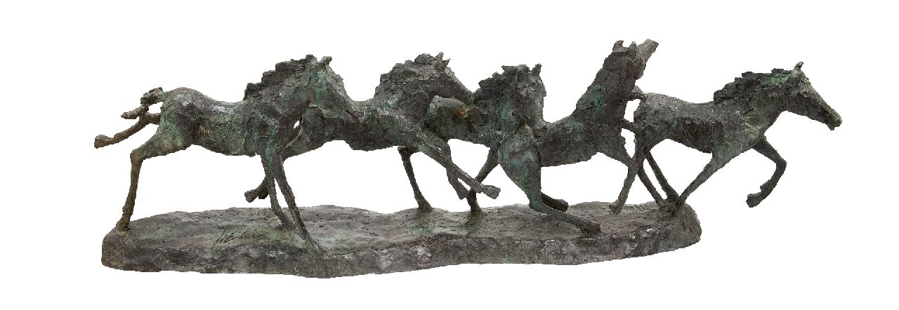 Bakker W.F.  | Willem Frederik 'Jits' Bakker | Sculptures and objects offered for sale | Wild Horses, bronze 48.0 x 150.0 cm, signed on the base and executed 1978