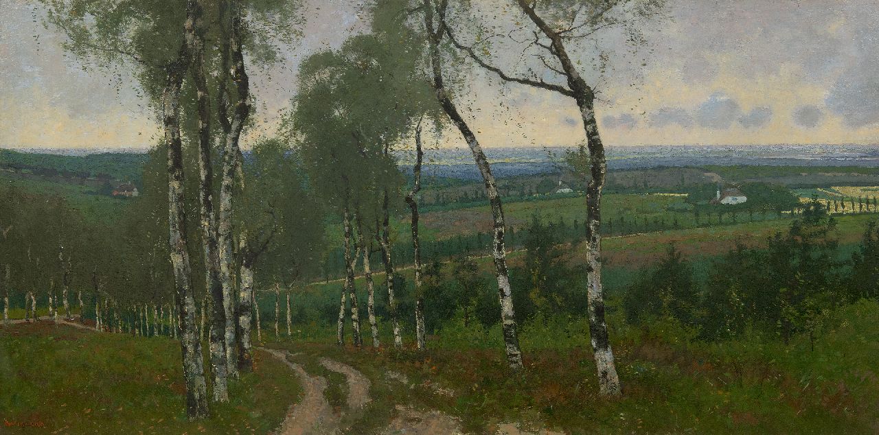 Wiggers D.  | Dirk 'Derk' Wiggers | Paintings offered for sale | Birch road, oil on canvas 40.8 x 80.7 cm, signed l.l. and on stretcher and dated on the reverse 1903