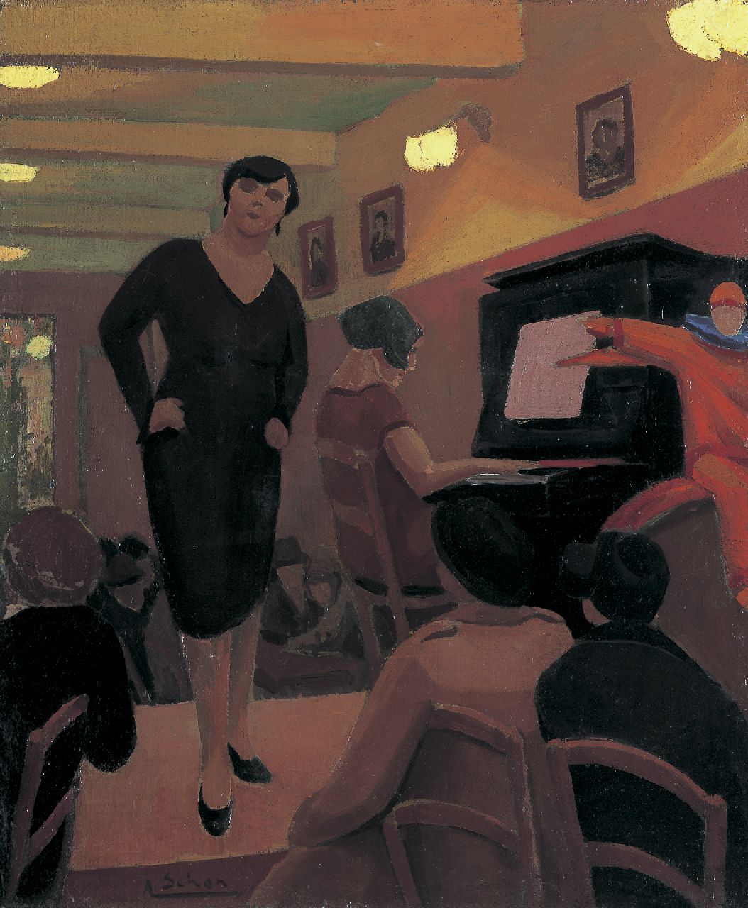 Schön A.  | Arthur Schön | Paintings offered for sale | Cabaret, oil on canvas 60.5 x 50.5 cm, signed l.l. and dated 1928 on reverse