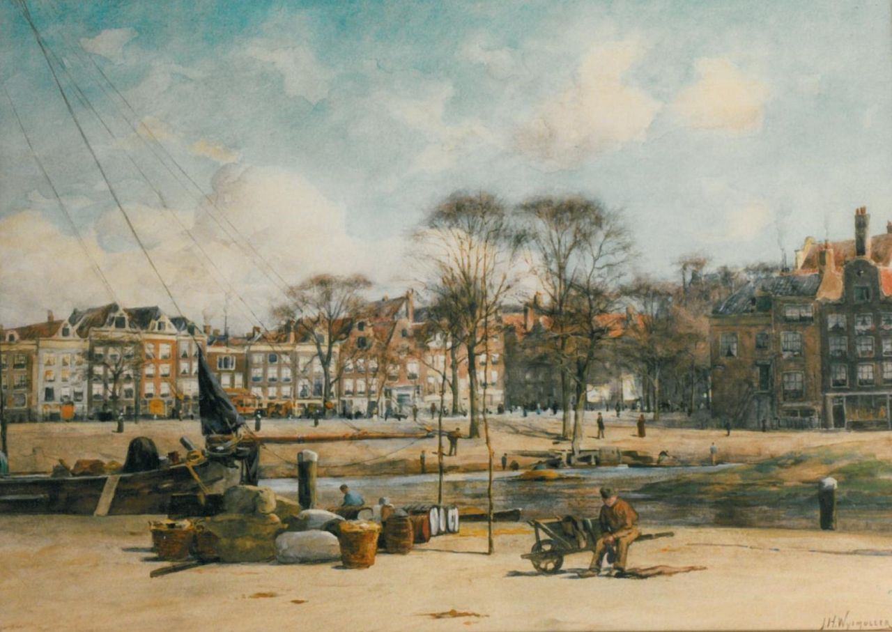Wijsmuller J.H.  | Jan Hillebrand Wijsmuller, A view of Amsterdam, watercolour on paper 42.5 x 59.8 cm, signed l.r.