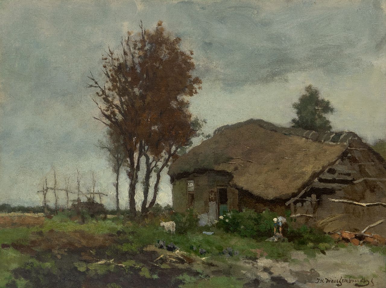 Weissenbruch H.J.  | Hendrik Johannes 'J.H.' Weissenbruch, The old farm, oil on canvas 45.8 x 60.8 cm, signed l.r.