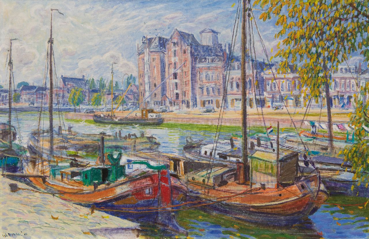 Dijkstra J.  | Johannes 'Johan' Dijkstra | Paintings offered for sale | The Westerhaven in Groningen, oil on canvas 60.1 x 92.0 cm, signed l.l. and dated '60