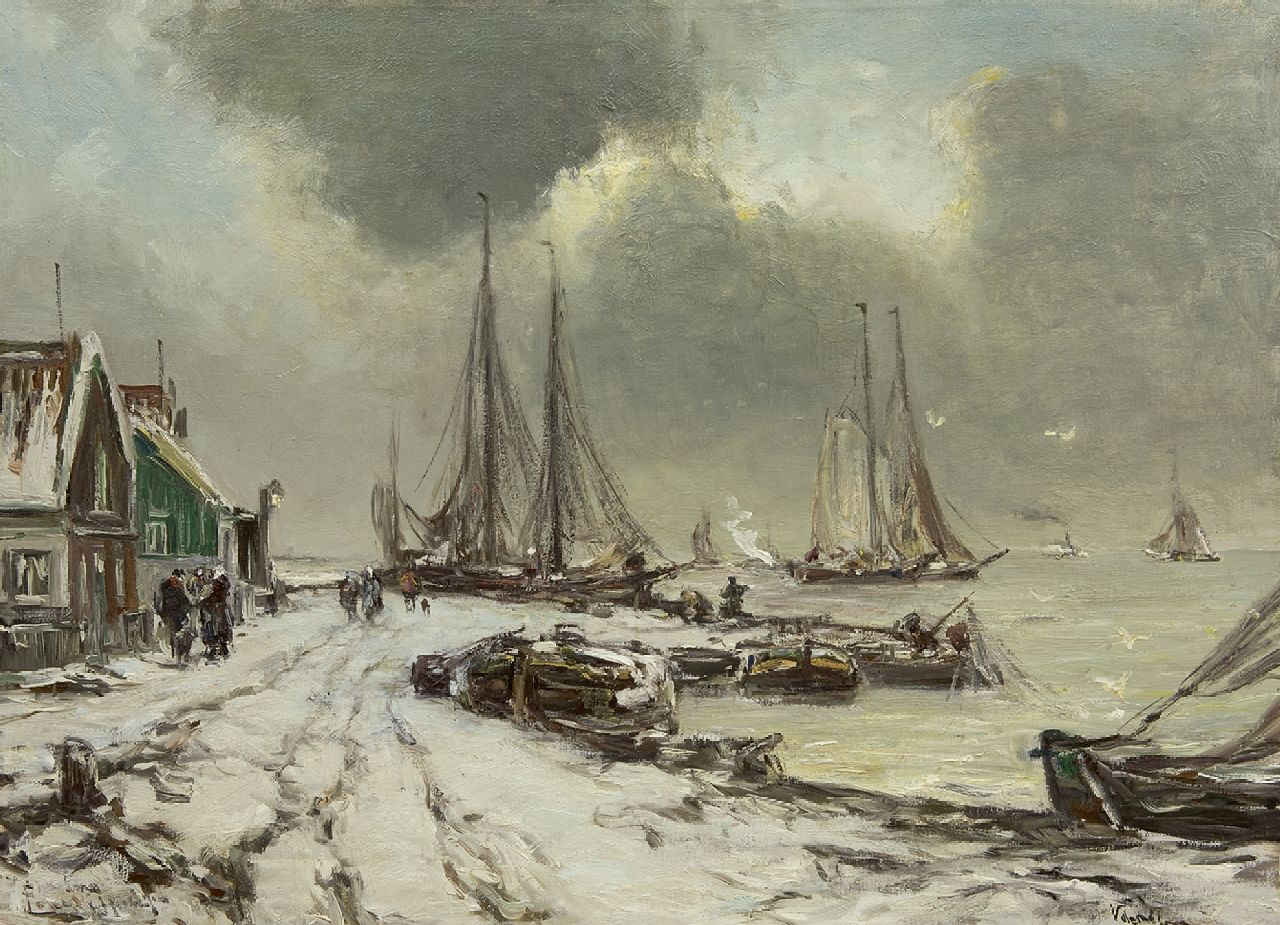 Apol L.F.H.  | Lodewijk Franciscus Hendrik 'Louis' Apol, Winter at the Zuiderzee near Volendam, oil on canvas 55.3 x 75.3 cm, signed l.l.