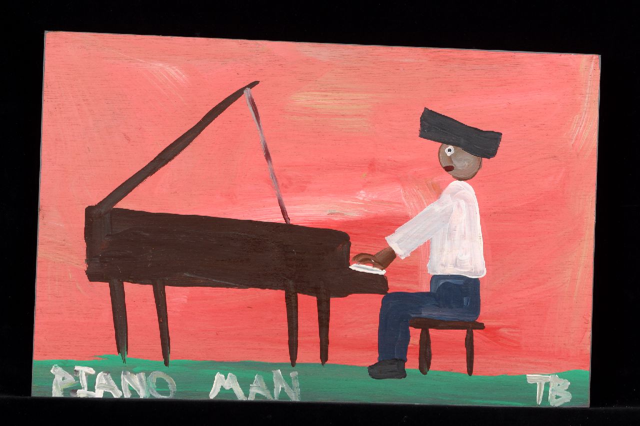 Brown T.  | Timothy 'Tim' Brown | Paintings offered for sale | Piano man, acrylic on panel 32.0 x 49.0 cm, signed l.r. with initials