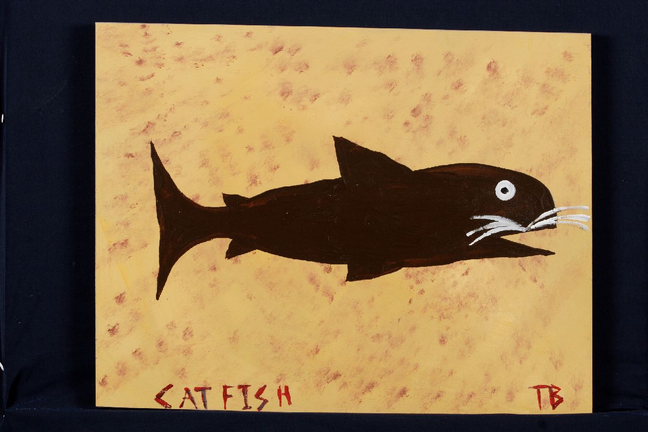 Brown T.  | Timothy 'Tim' Brown | Paintings offered for sale | Catfish, acrylic on panel 41.0 x 54.0 cm, signed l.r. with initials