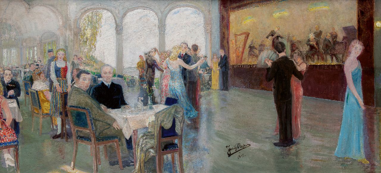 Jurij Ilich Repin | Eljas Erkko in the Mirror Room of Hotel Kämp in Helsinki, oil on canvas, 139.0 x 300.0 cm, signed l.c. and dated 1943