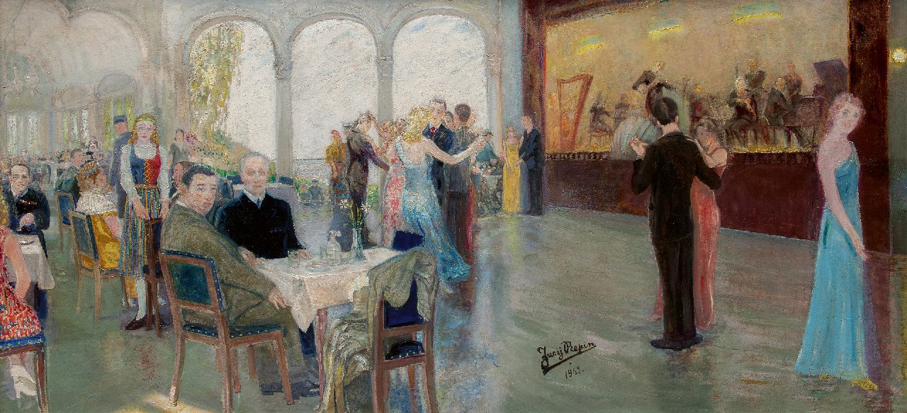 Repin J.I.  | Jurij Ilich Repin | Paintings offered for sale | Eljas Erkko in the Mirror Room of Hotel Kämp in Helsinki, oil on canvas 139.0 x 300.0 cm, signed l.c. and dated 1943