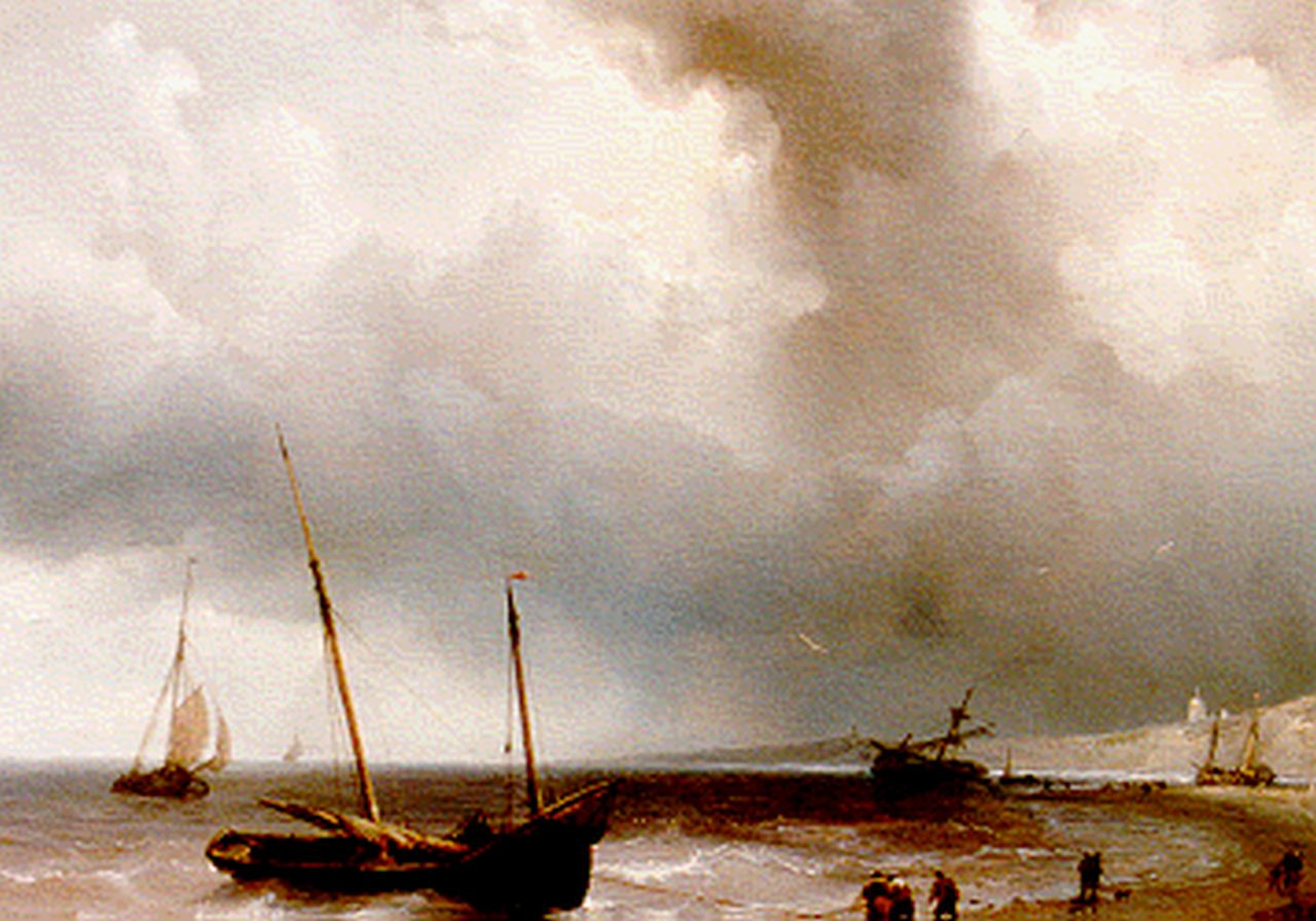 Meijer J.H.L.  | Johan Hendrik 'Louis' Meijer, Anchored vessels, oil on panel 27.2 x 35.4 cm, signed l.l. and dated 1850