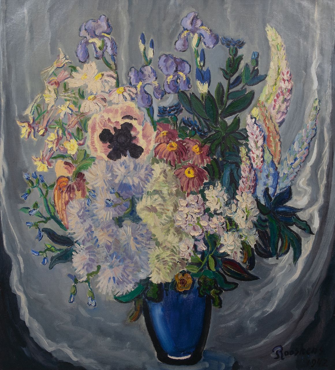 Rooskens J.A.  | Joseph Antoon 'Anton' Rooskens | Paintings offered for sale | Flower still life, oil on canvas 114.4 x 104.5 cm, signed l.r. and dated 1942