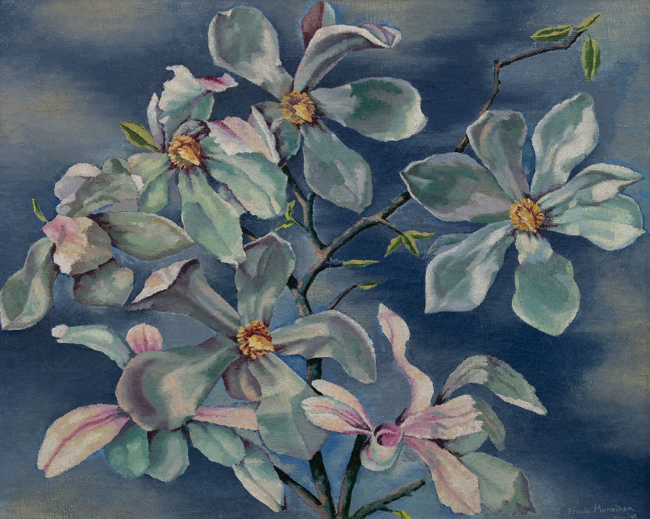 Hunziker F.  | Frieda Hunziker, Magnolia, oil on canvas 60.6 x 75.2 cm, signed l.r. and dated May/43