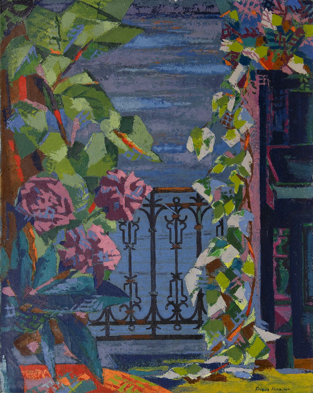 Hunziker F.  | Frieda Hunziker, Balcony and piano, oil on canvas 75.6 x 60.4 cm, signed l.r. and executed ca. 1947