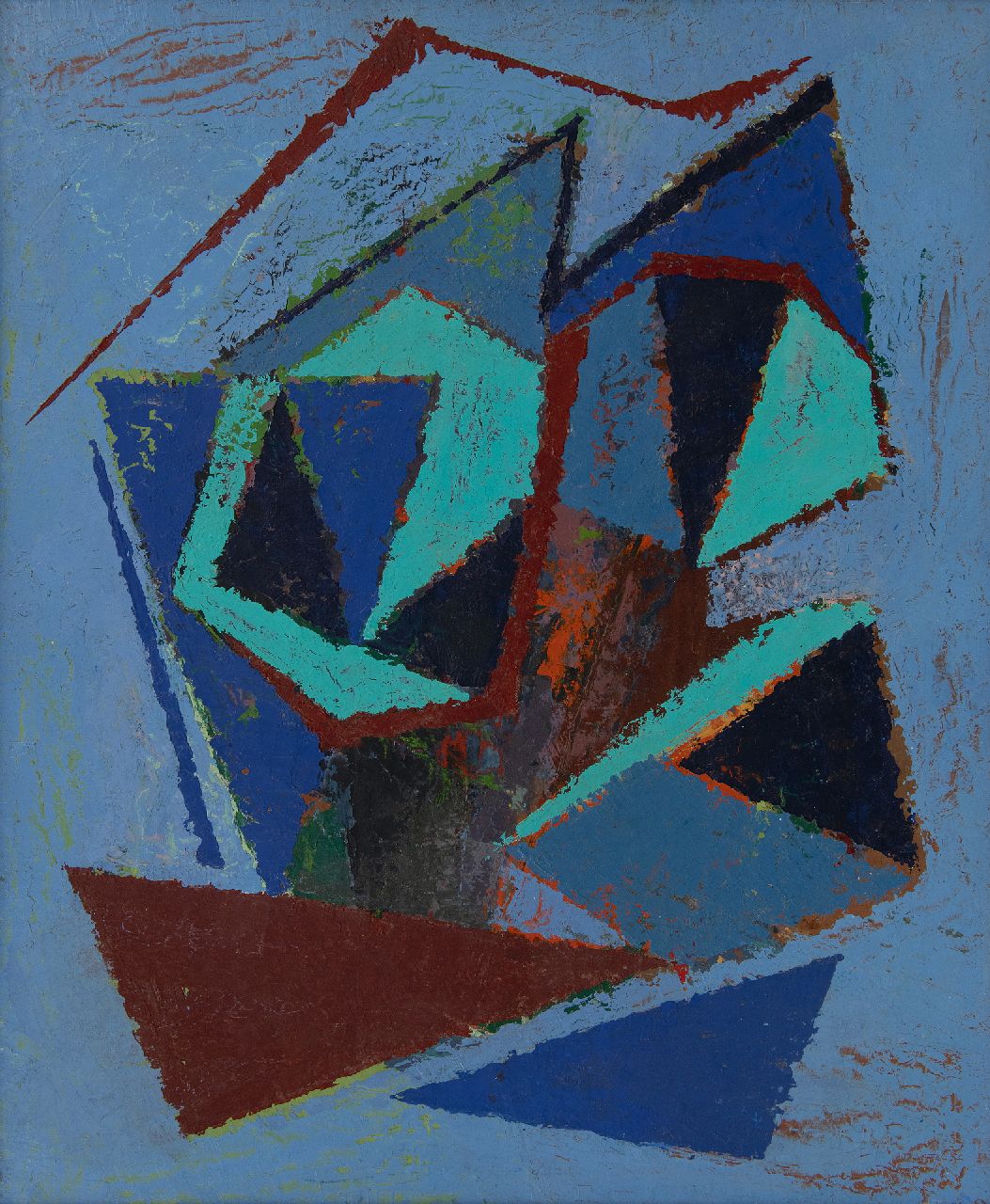 Hunziker F.  | Frieda Hunziker | Paintings offered for sale | Composition, oil on painter's board 54.2 x 45.4 cm, signed on the reverse and executed 1948