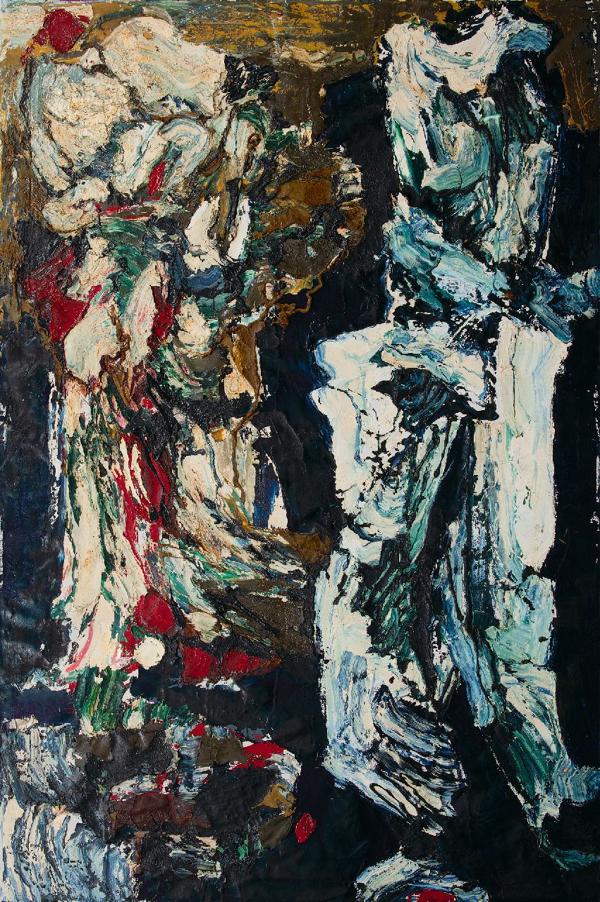 Hunziker F.  | Frieda Hunziker, 2 figures, oil on canvas 150.4 x 100.3 cm, signed on the reverse and executed 1962