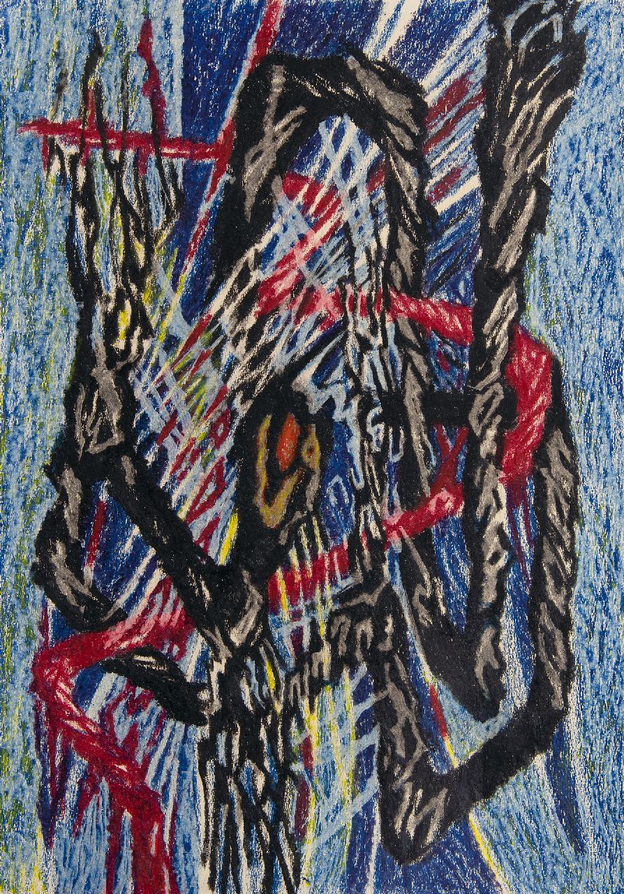 Hunziker F.  | Frieda Hunziker, Composition, wax crayons on paper 50.1 x 35.3 cm, signed on the reverse