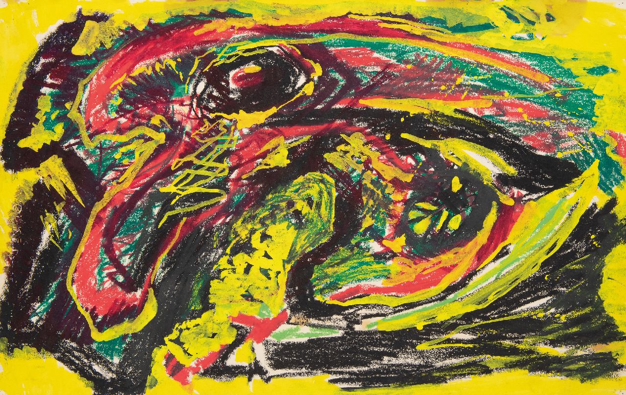 Hunziker F.  | Frieda Hunziker | Watercolours and drawings offered for sale | Composition, gouache on paper 50.0 x 78.5 cm, signed on the reverse and without frame