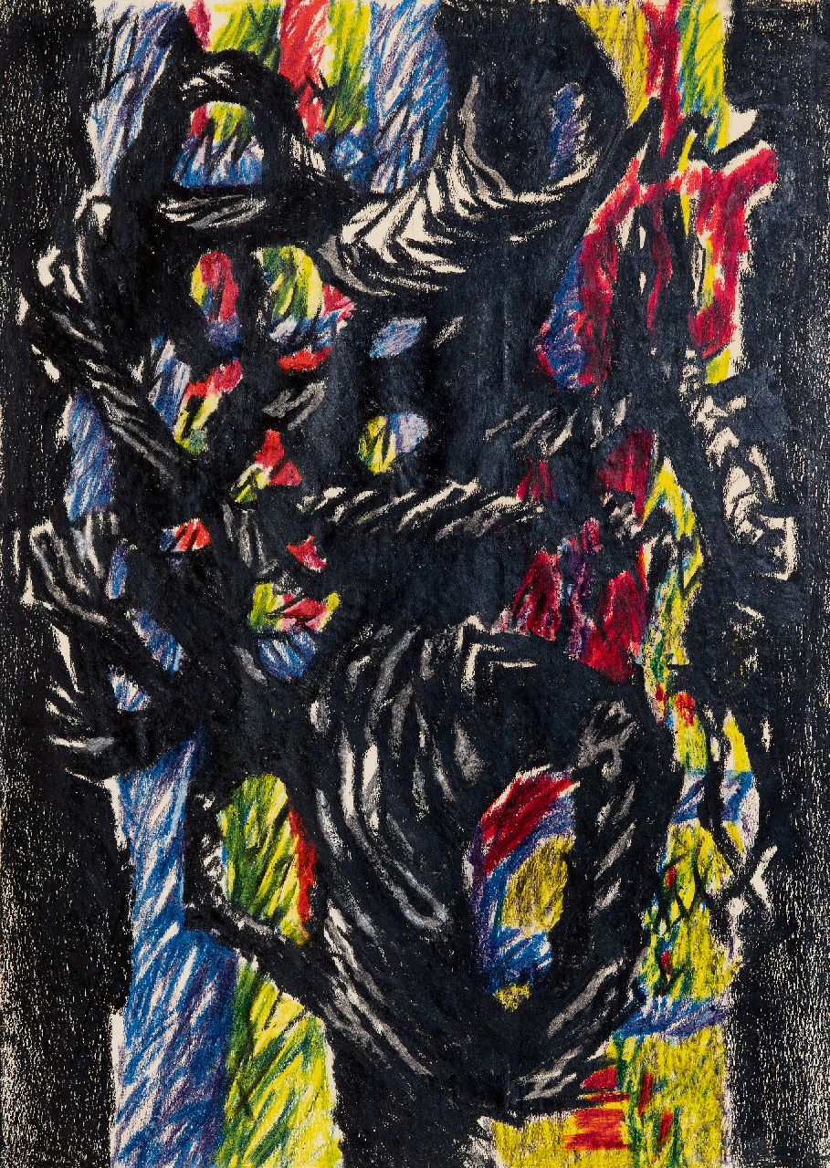 Hunziker F.  | Frieda Hunziker | Watercolours and drawings offered for sale | Composition, wax crayons on paper 50.0 x 35.2 cm, without frame