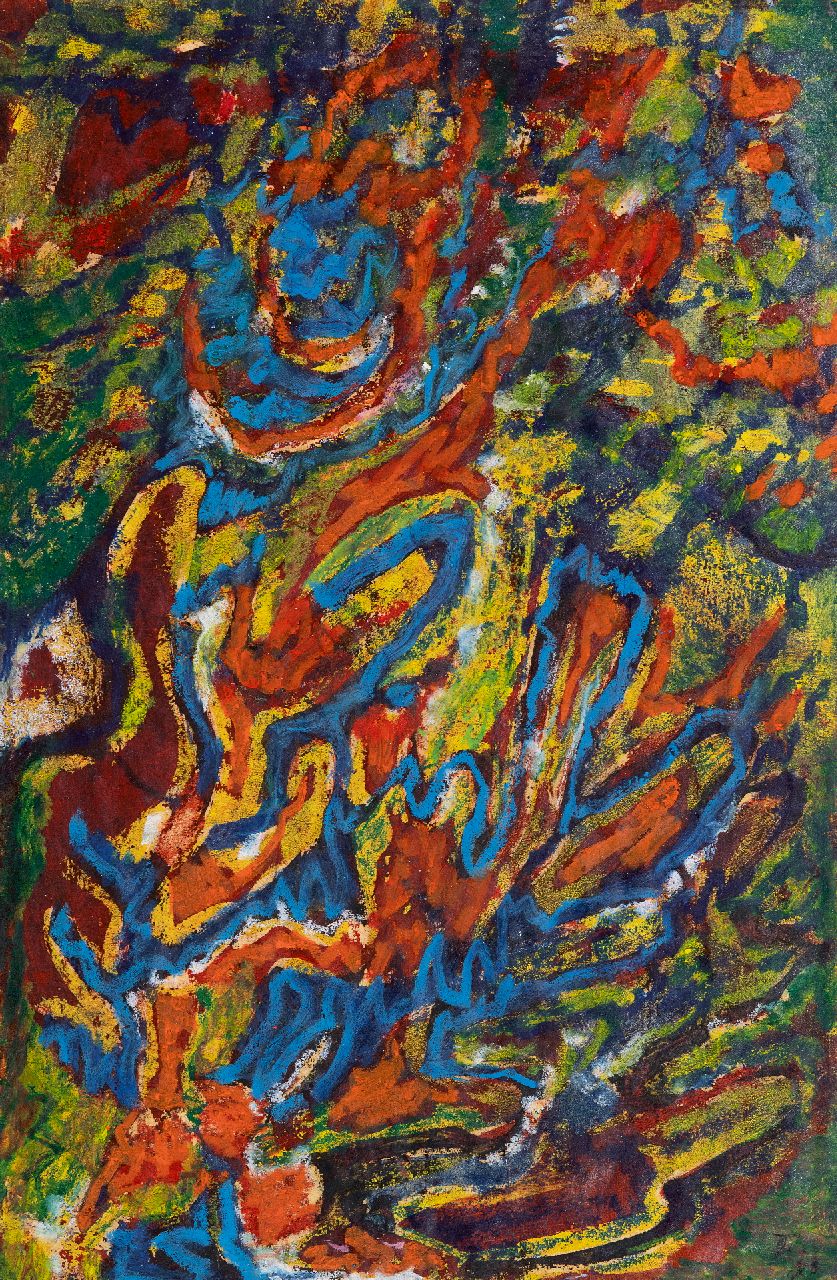 Hunziker F.  | Frieda Hunziker | Watercolours and drawings offered for sale | Composition, gouache on paper 49.4 x 32.0 cm, signed l.r. with initials and without frame