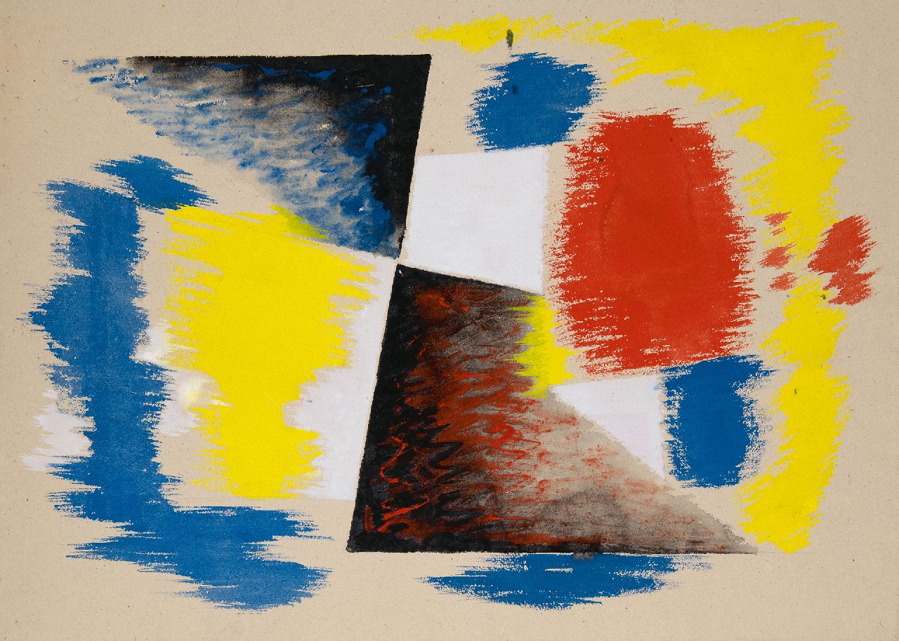 Hunziker F.  | Frieda Hunziker, Composition, pencil and gouache on paper 57.6 x 78.9 cm, signed on the reverse