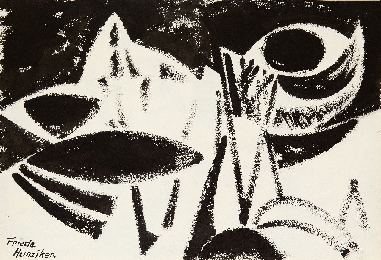 Hunziker F.  | Frieda Hunziker, Study for Curaçao, gouache on paper 39.0 x 56.4 cm, signed l.l.