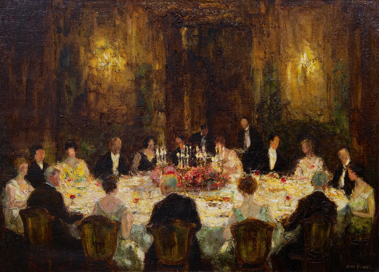 Pippel O.E.  | 'Otto' Eduard Pippel, Evening party, oil on canvas 71.4 x 98.0 cm, signed l.r.