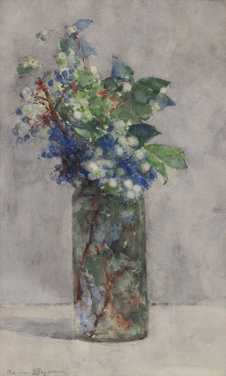 Bogman jr. H.A.C.  | Hermanus Adrianus Charles 'Herman' Bogman jr., Flowering branches in a vase, watercolour on paper 49.5 x 30.5 cm, signed l.l.