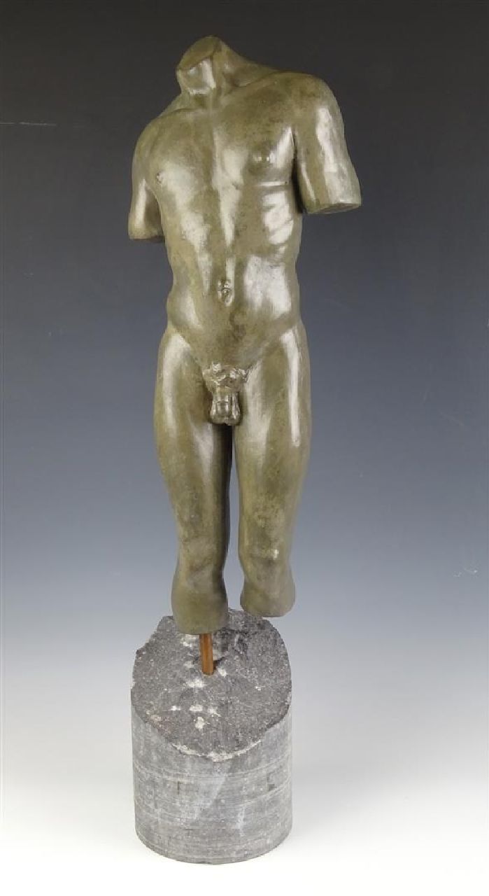 Staveren T. van | Teun van Staveren | Sculptures and objects offered for sale | Male nude, bronze 75.5 x 15.5 cm, signed with monogram on lower leg and dated '08