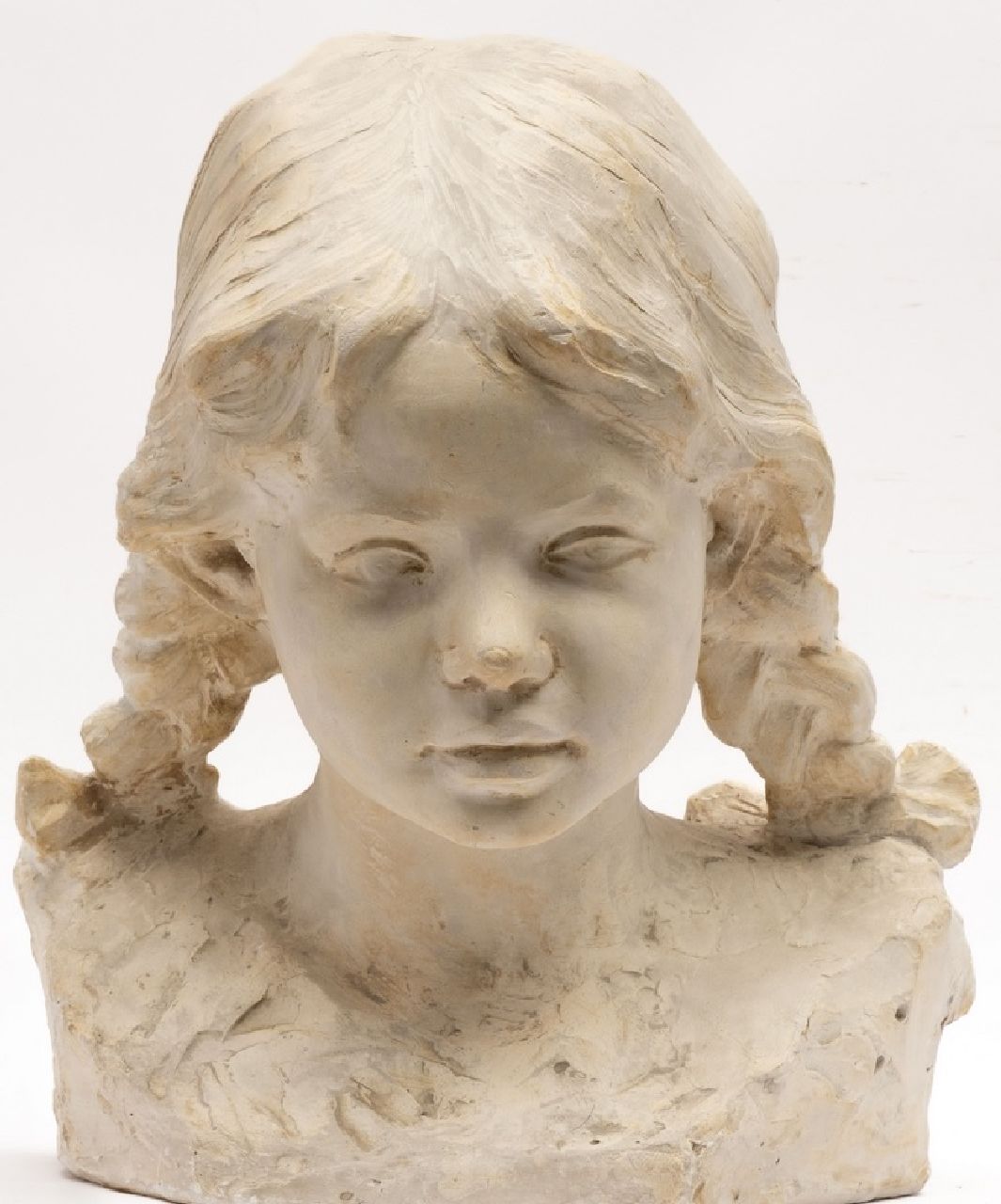 Onbekend 20e eeuw (1e helft)  | Onbekend | Sculptures and objects offered for sale | Bust of a girl, plaster 35.7 x 26.3 cm