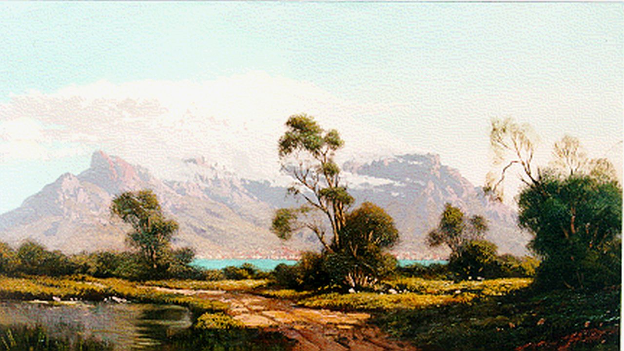 Jongh M.J. de | Martinus Johannes 'Tinus' de Jongh, The 'Tafelberg', South Africa, oil on canvas 23.0 x 42.0 cm, signed l.r.