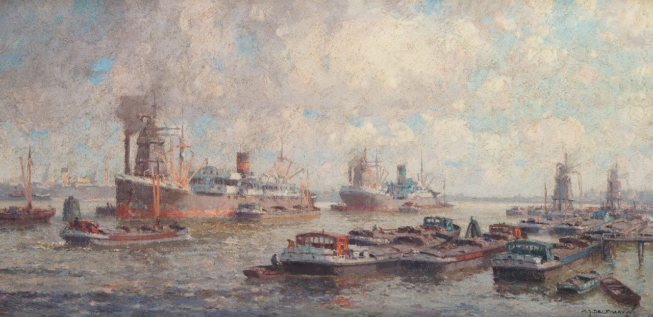 Gerard Delfgaauw | The Rotterdam harbour, oil on canvas, 60.6 x 120.7 cm, signed l.r. and without frame