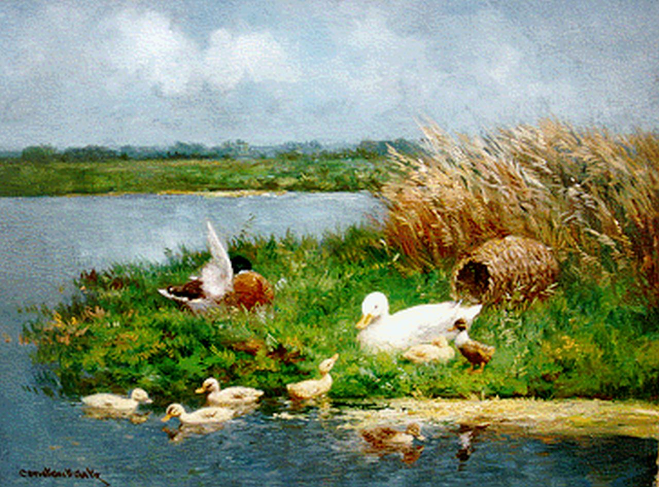 Artz C.D.L.  | 'Constant' David Ludovic Artz, A duck family in a polder landscape, oil on canvas 30.4 x 40.5 cm, signed l.l.