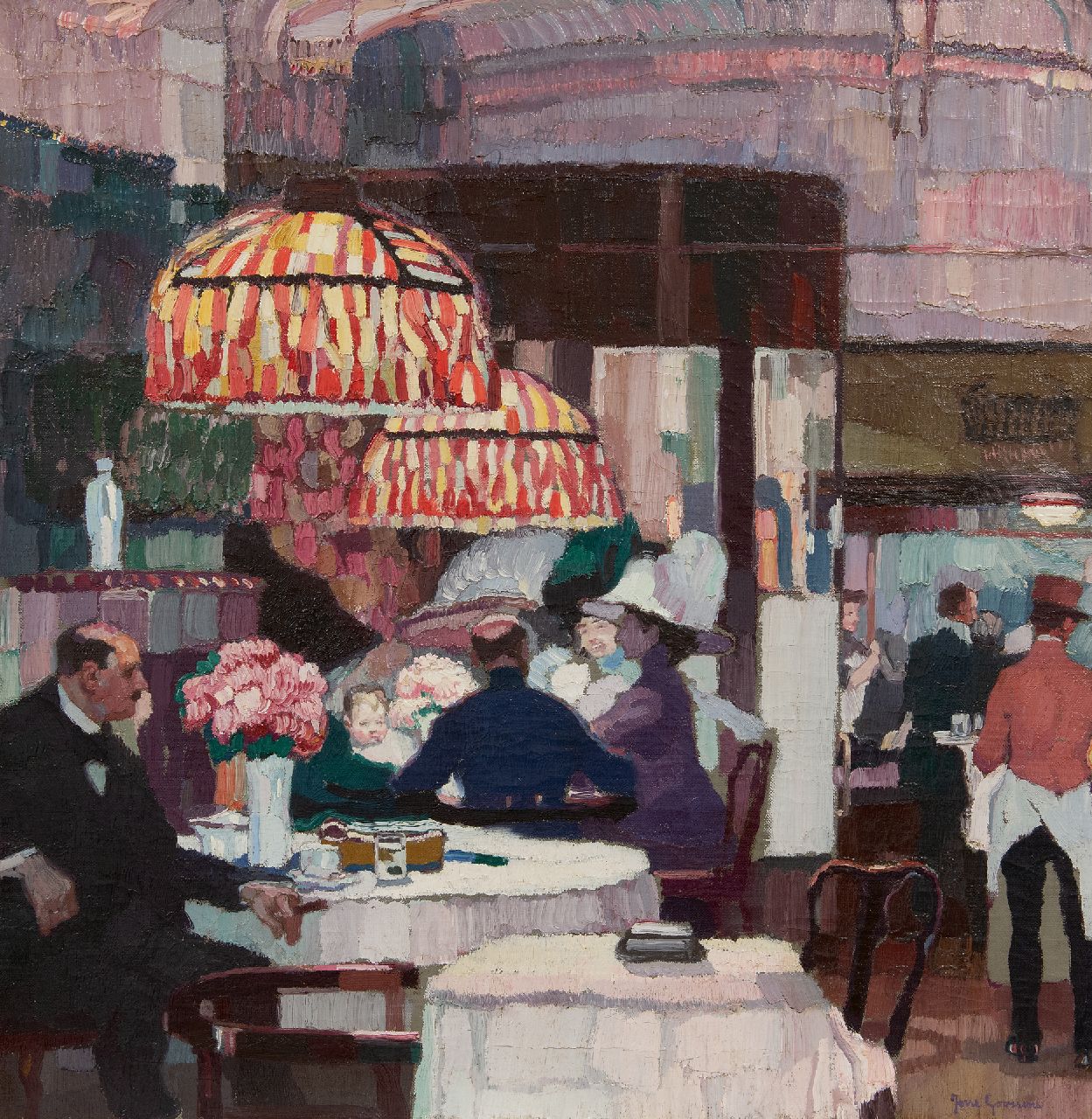 Josse Goossens | In the tea room, oil on canvas, 64.4 x 63.1 cm, signed l.r. and painted ca. 1910-1911