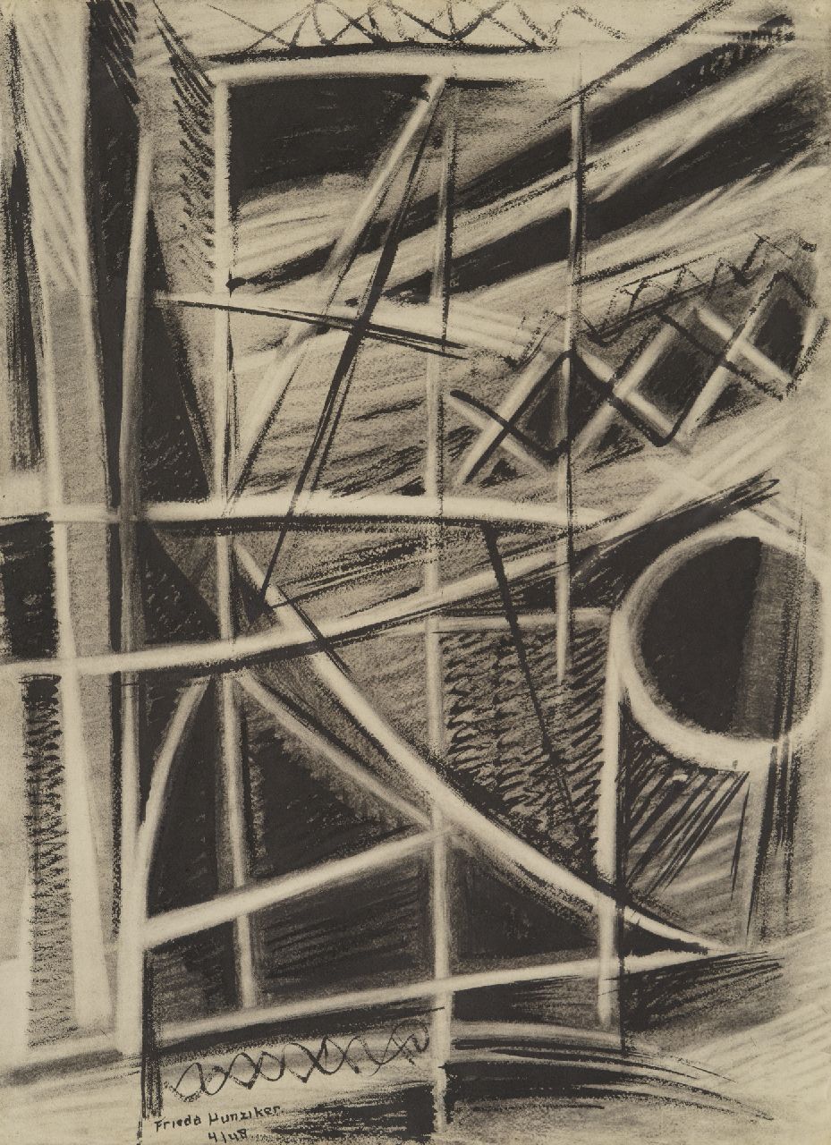 Hunziker F.  | Frieda Hunziker, Study for 'Composition', ink and chalk on paper 78.9 x 57.5 cm, signed l.l. and dated 4/48