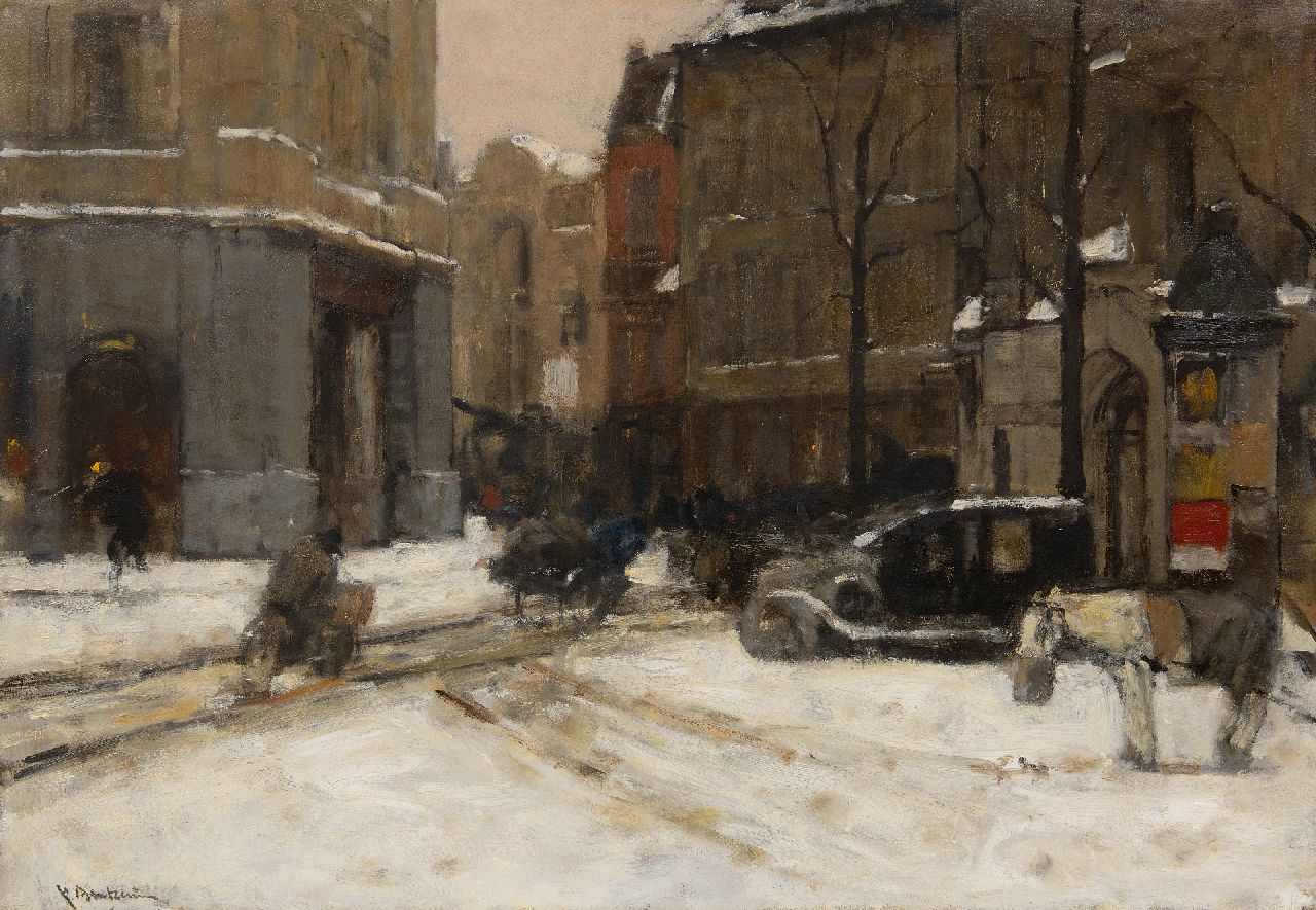 Arntzenius P.F.N.J.  | Pieter Florentius Nicolaas Jacobus 'Floris' Arntzenius | Paintings offered for sale | Buitenhof, The Hague, in the snow, oil on canvas 55.7 x 80.4 cm, signed l.l.