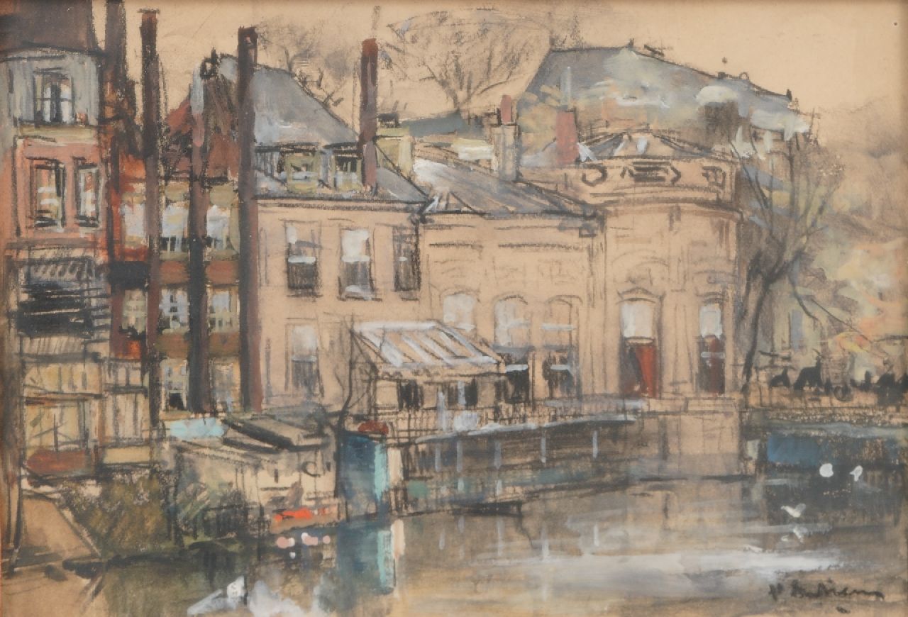 Arntzenius P.F.N.J.  | Pieter Florentius Nicolaas Jacobus 'Floris' Arntzenius | Watercolours and drawings offered for sale | View of the backside of the Binnenhof, The Hague, black chalk and watercolour on paper 11.6 x 16.6 cm, signed l.r.