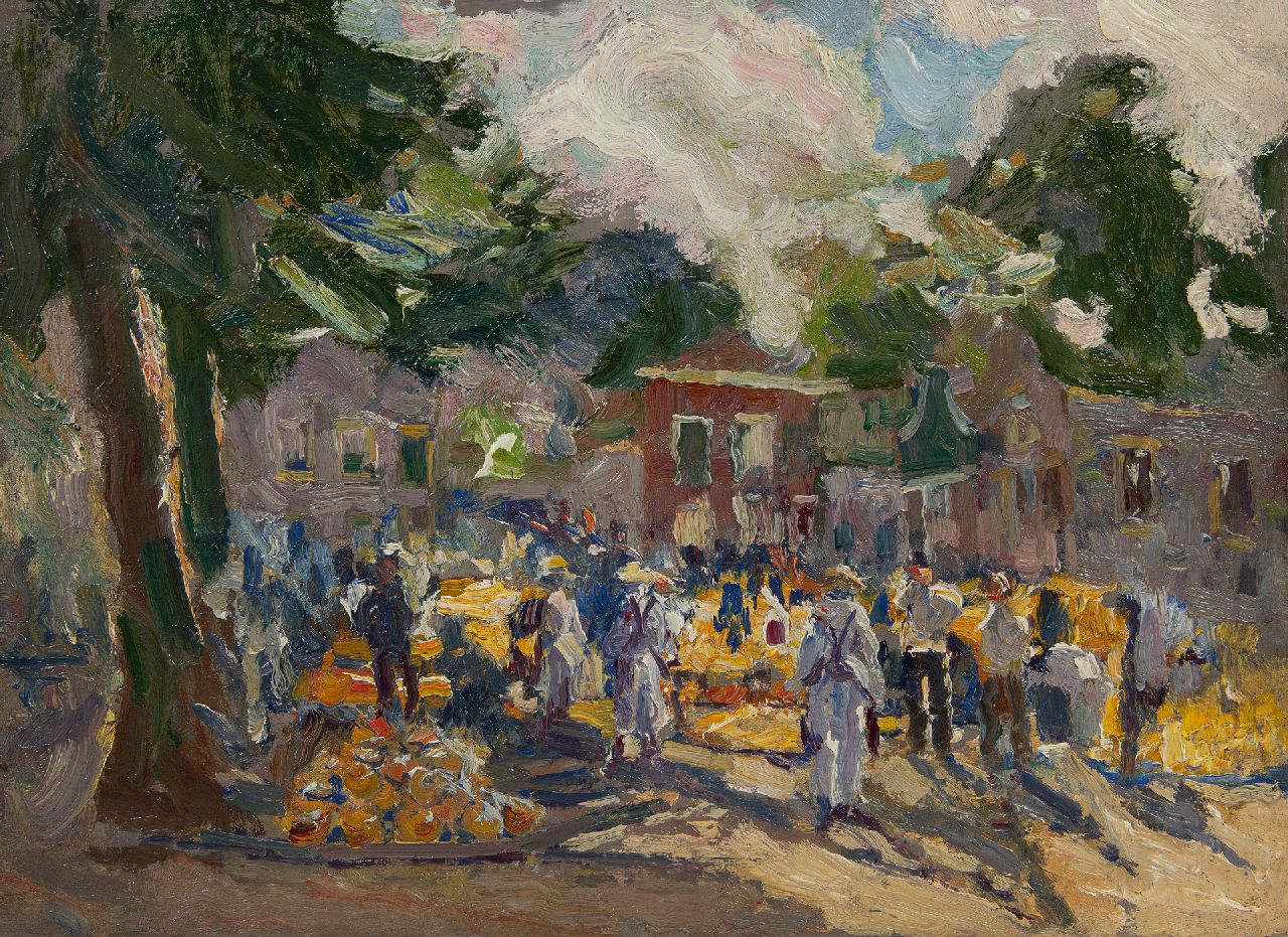 Dom P.L.C.  | Paulus Ludovicus Carolus 'Pol' Dom | Paintings offered for sale | Cheese market, oil on panel 33.0 x 45.0 cm