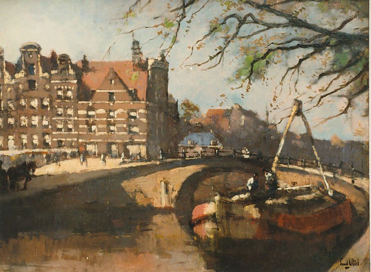 Vlist L. van der | Leendert van der Vlist, A canal, Amsterdam, oil on canvas 45.2 x 60.3 cm, signed l.r.