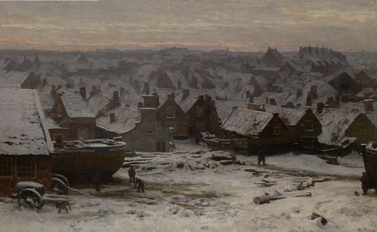 Tholen W.B.  | Willem Bastiaan Tholen | Paintings offered for sale | Winter in old Scheveningen, oil on canvas 100.1 x 160.4 cm, signed l.r. and painted ca. 1891