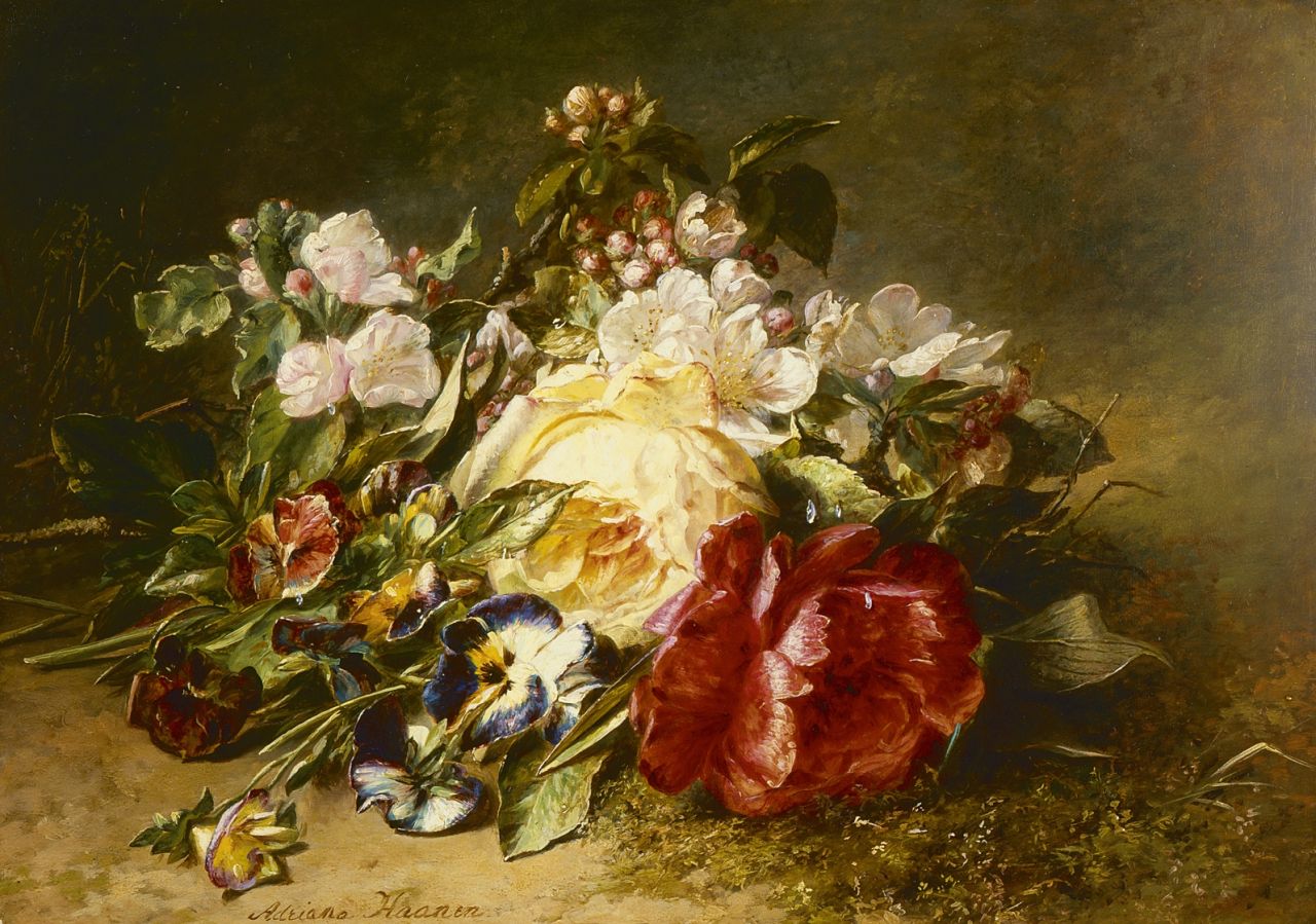 Haanen A.J.  | Adriana Johanna Haanen, A bunch of wildflowers, oil on panel 32.0 x 43.0 cm, signed l.l.