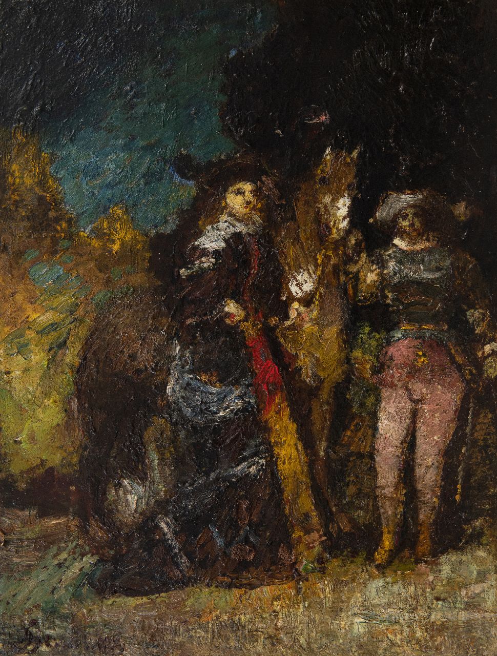 Monticelli A.J.T.  | 'Adolphe' Joseph Thomas Monticelli Monticelli | Paintings offered for sale | Travesti, oil on panel 48.2 x 36.7 cm, signed l.l. and painted ca. 1875-1880